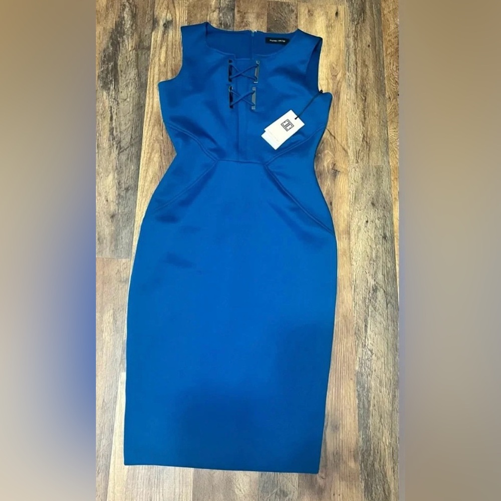 Ivanka Trump Royal Blue Lace-Up Midi Dress